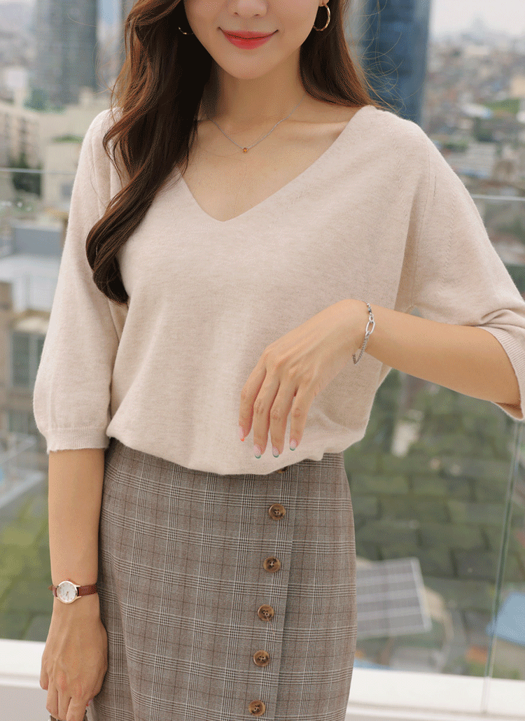 Vネックハーフスリーブニット レディースファッション通販 Dholic 公式