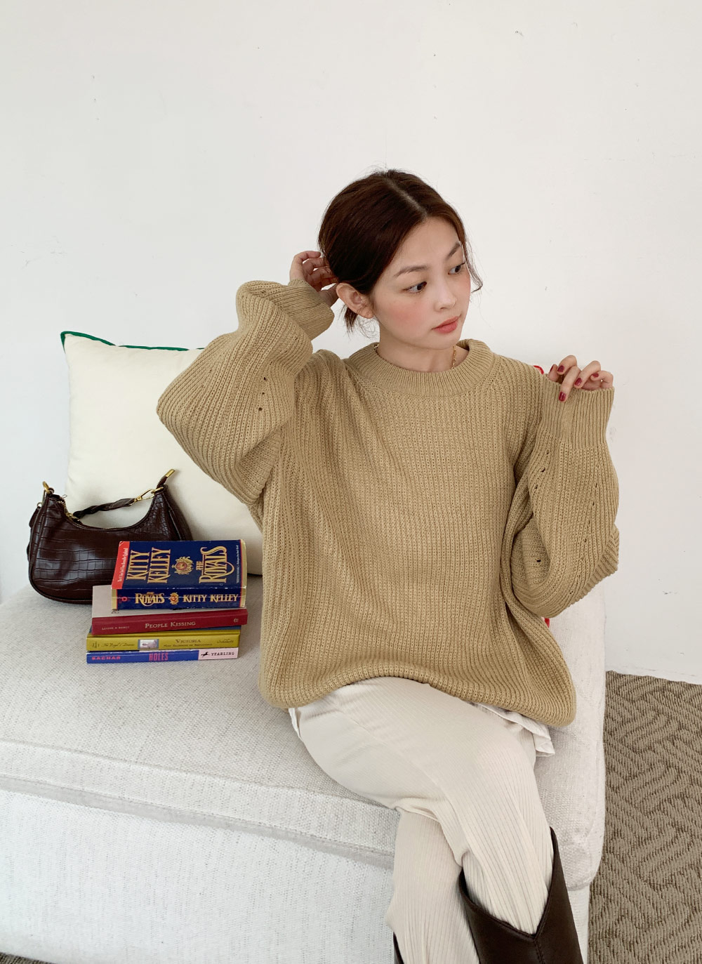 期間限定お買い得商品 |  通販 ラウンドネックルーズニット | レディースファッション通販 - DHOLIC トップス
