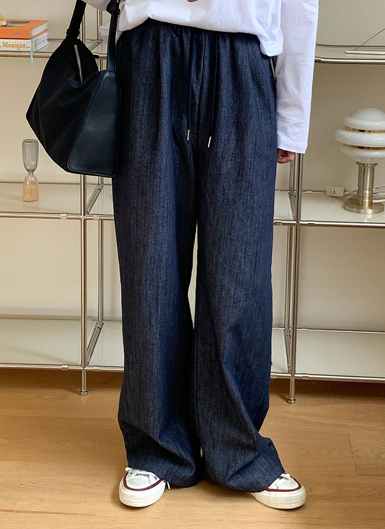 ウエストゴムワイドデニムパンツ レディースファッション通販 Dholic