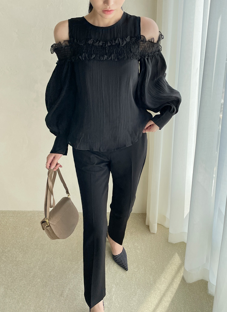 シアーオープンショルダーブラウス レディースファッション通販 Dholic 公式