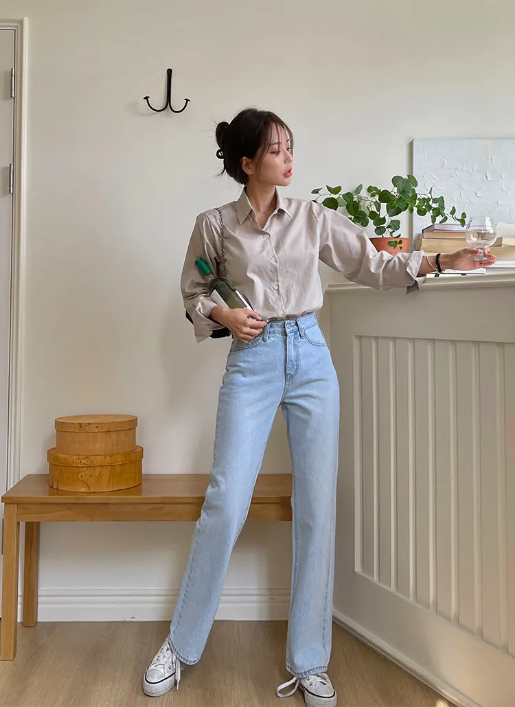 ライトブルーストレートデニムパンツ | レディースファッション通販 