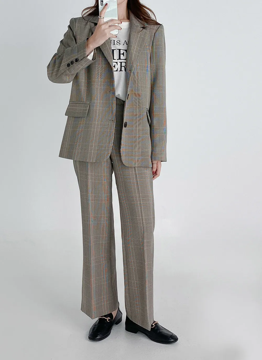 グレンチェックシングルジャケット&スラックスSET | レディース  