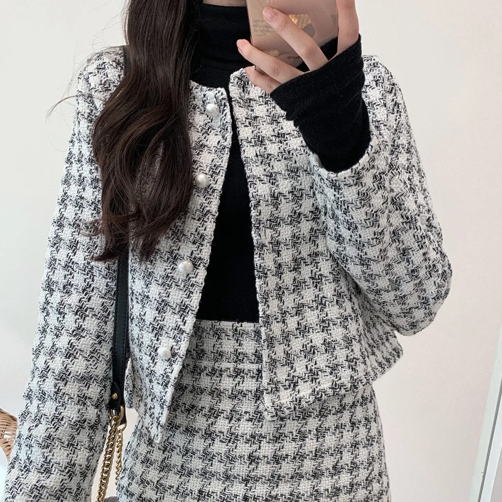 ツイードノーカラージャケット&ミニスカートSET | レディース 