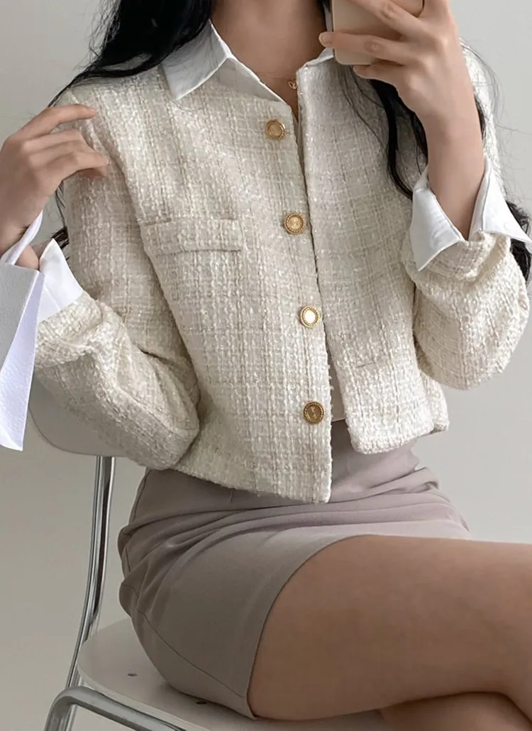 ツイードノーカラージャケット | レディースファッション通販 - DHOLIC 