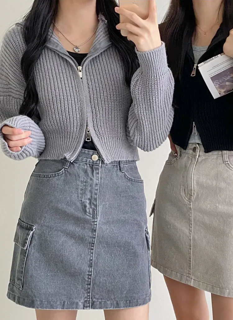 ワイドカラージップアップカーディガン | dangosister | 詳細画像1