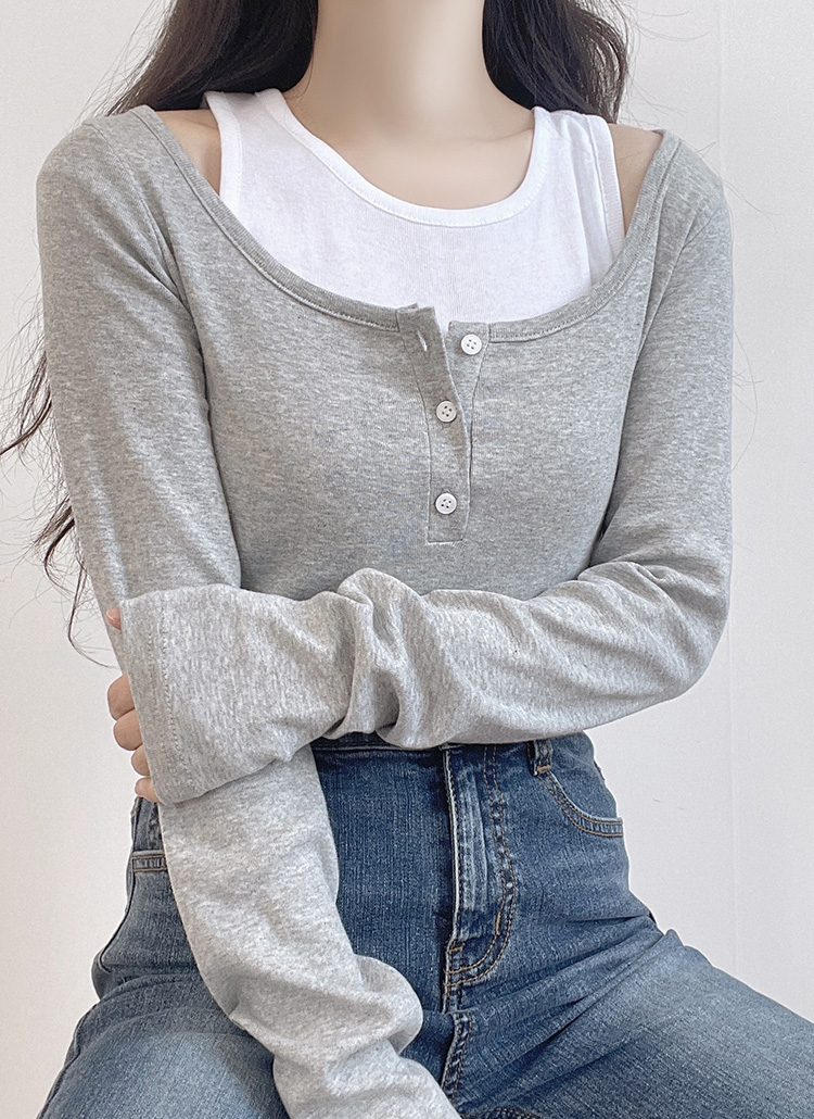 クロップドヘンリーネックtシャツ タンクトップset P レディースファッション通販 Dholic 公式