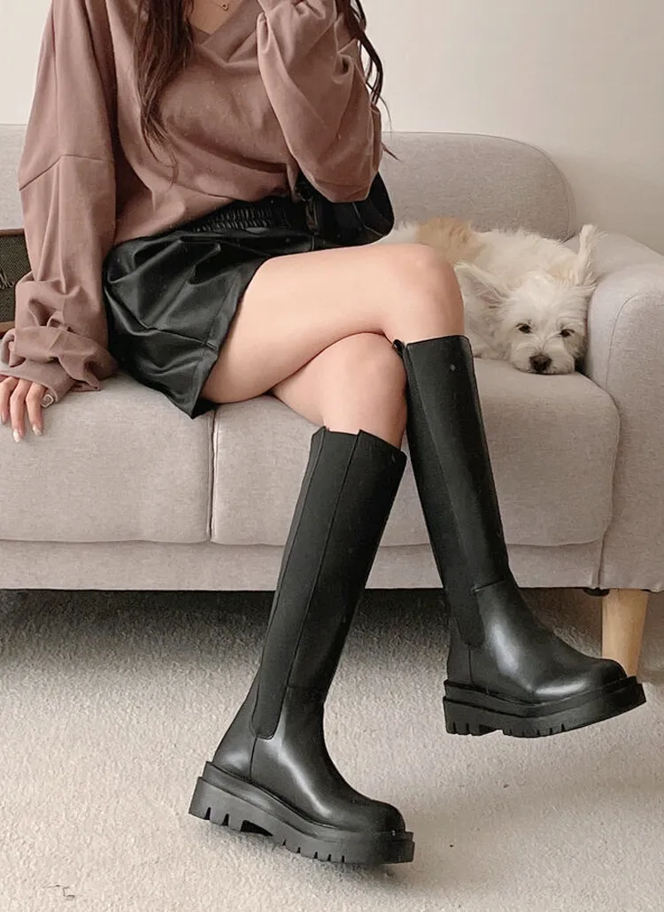 サイドゴアブラックロングブーツ | deardaily | 詳細画像1