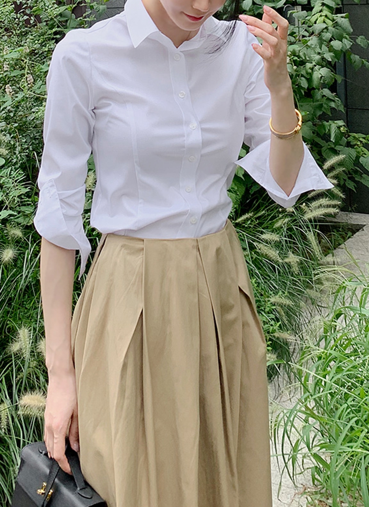 ダーツラインスリムシルエットシャツ | レディースファッション