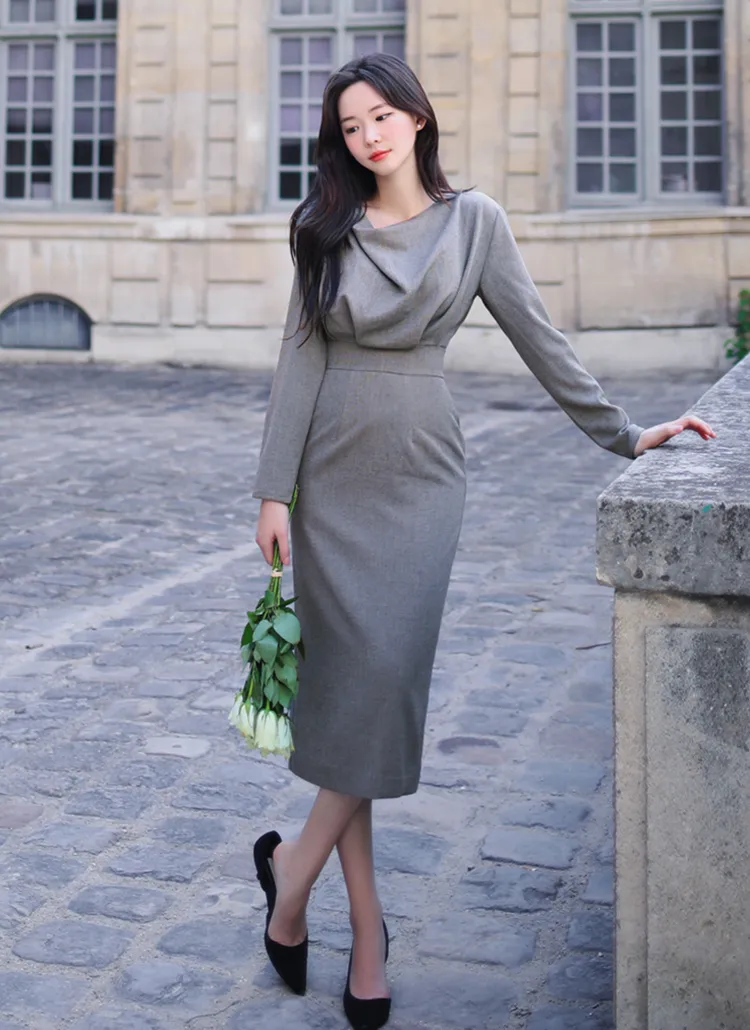 ドレープネックワンピース | レディースファッション通販 - DHOLIC 