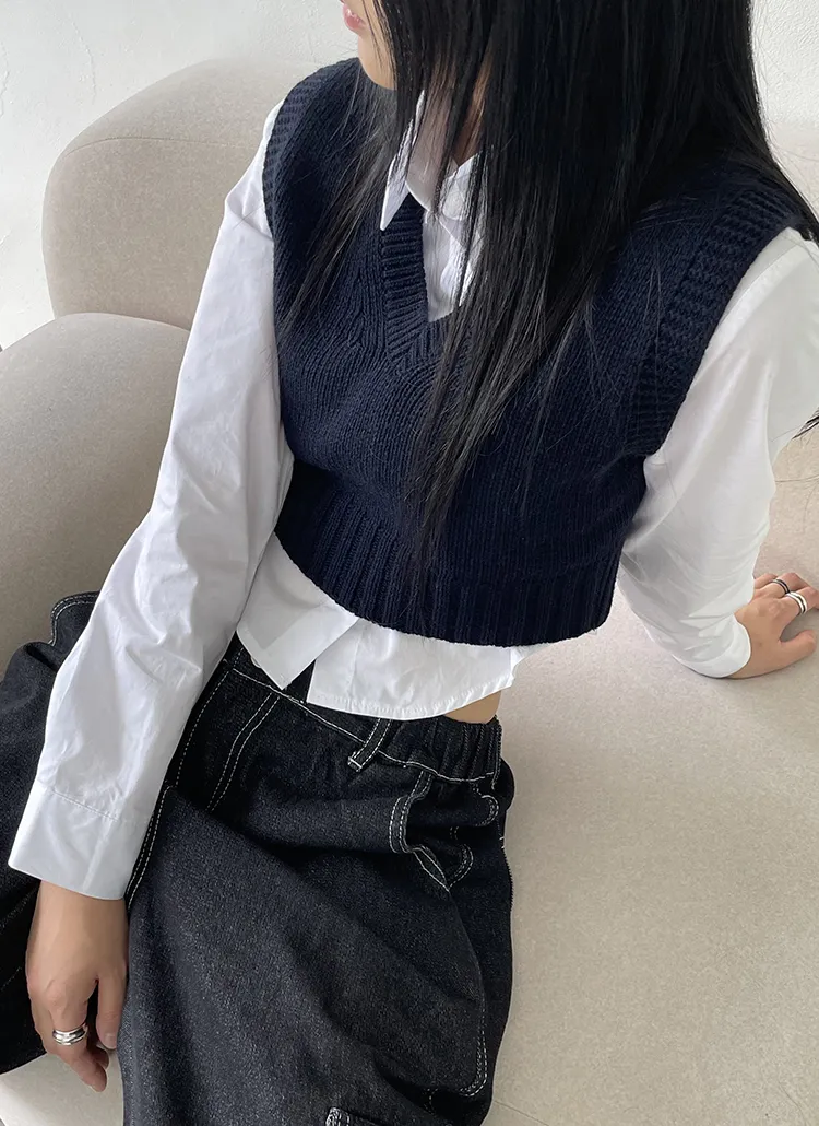 ウール混クロップドニットベスト | WONDERWONDER | 詳細画像1