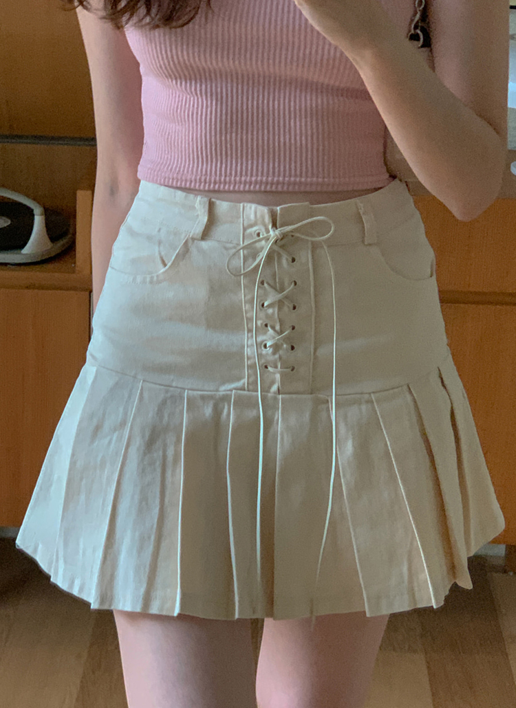 パンツ裏地編み上げプリーツスカート | レディースファッション通販