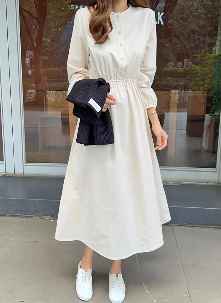 ハーフボタンフレアワンピース | レディースファッション通販 - DHOLIC 