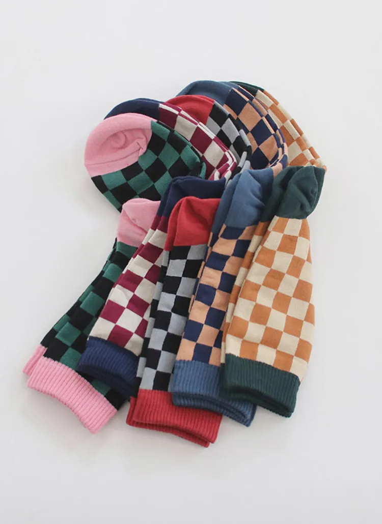 配色ブロックチェックソックス | whosbag | 詳細画像1