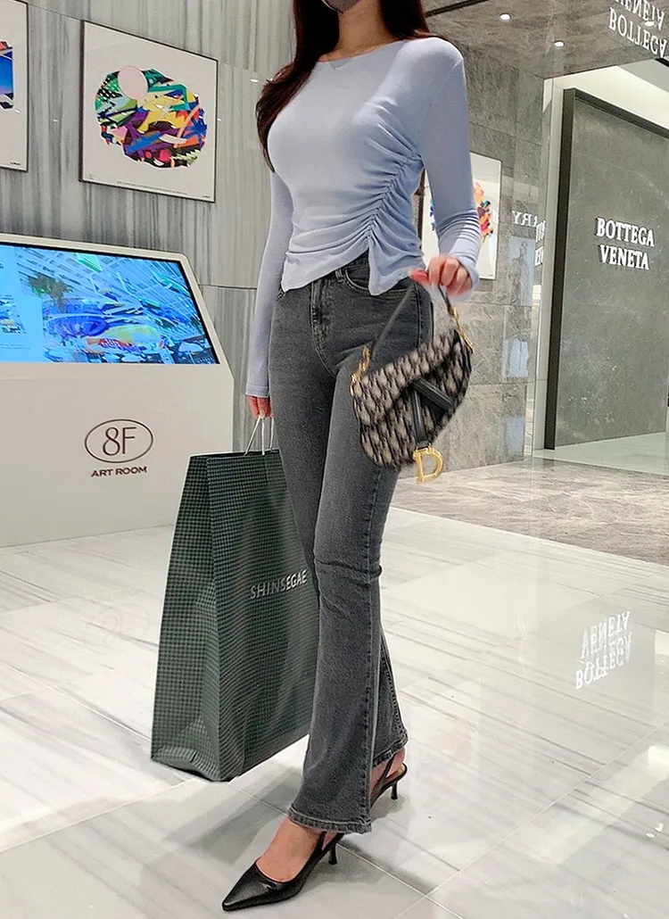 グレーフレアデニムパンツ | minagram | 詳細画像1