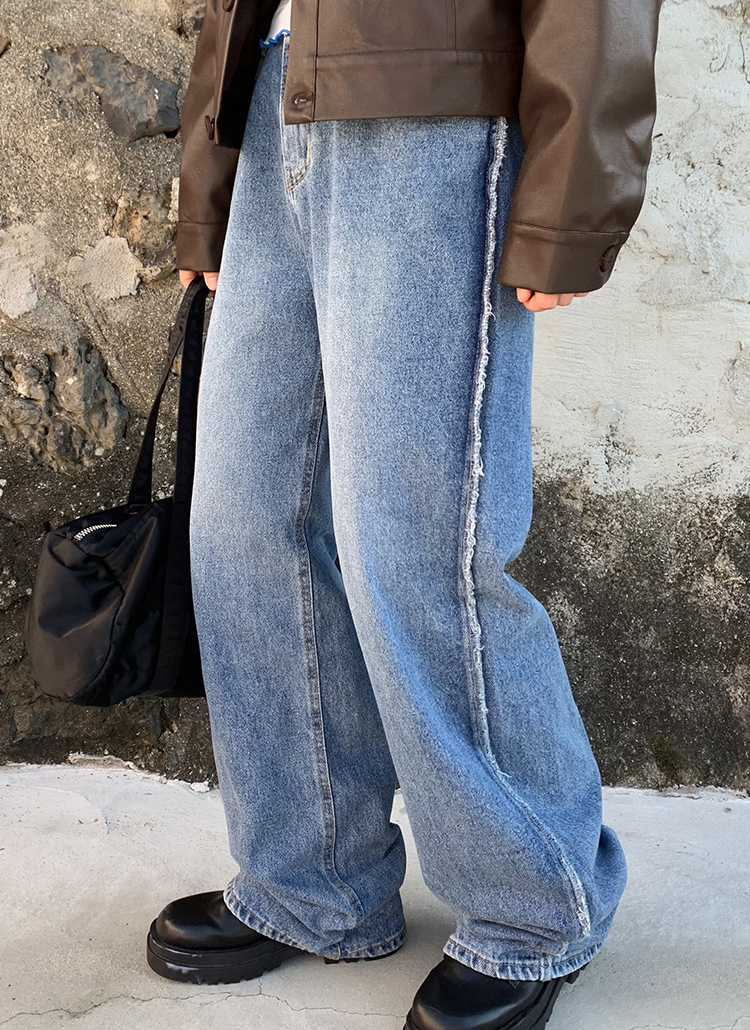 サイドラインワイドデニムパンツ | レディースファッション通販