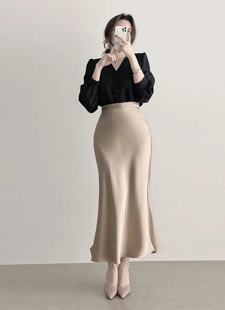 サテンマーメイドスカート | レディースファッション通販 - DHOLIC 