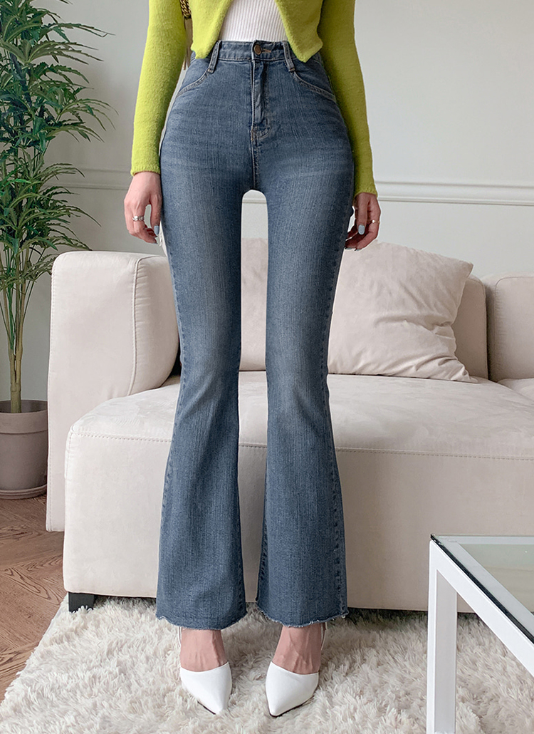 カットヘムフレアデニムパンツ | レディースファッション通販