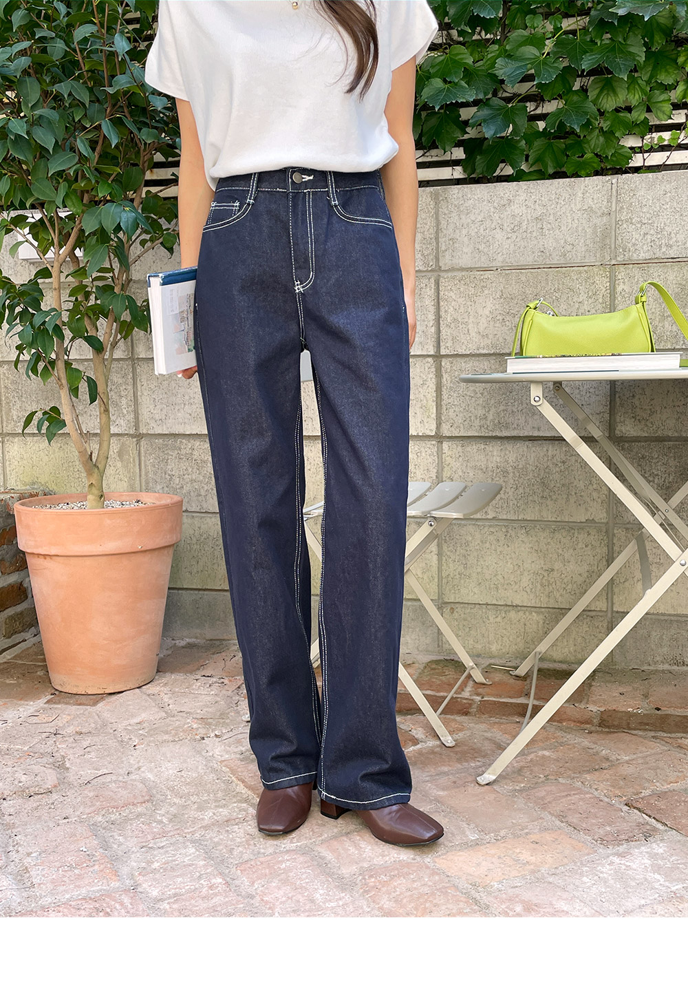 ノンフェイドステッチデニムパンツ | レディースファッション