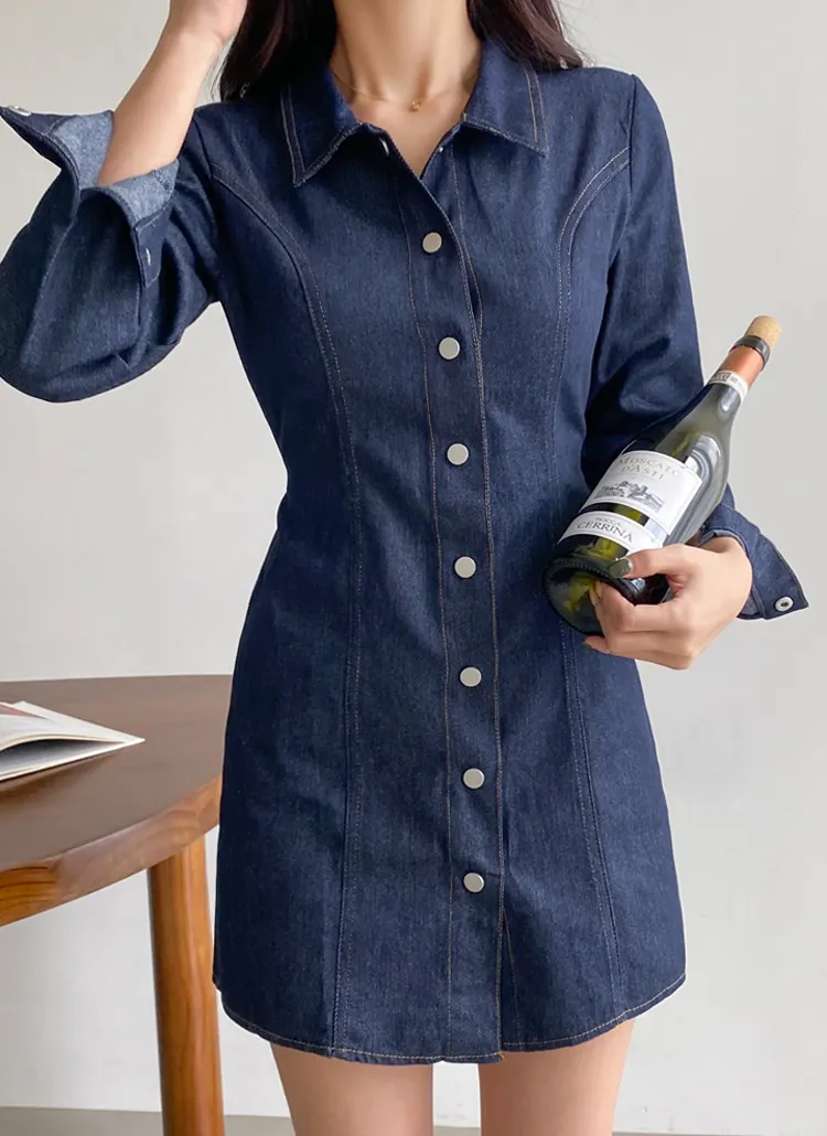 ステッチラインデニムシャツワンピース | dangosister | 詳細画像1