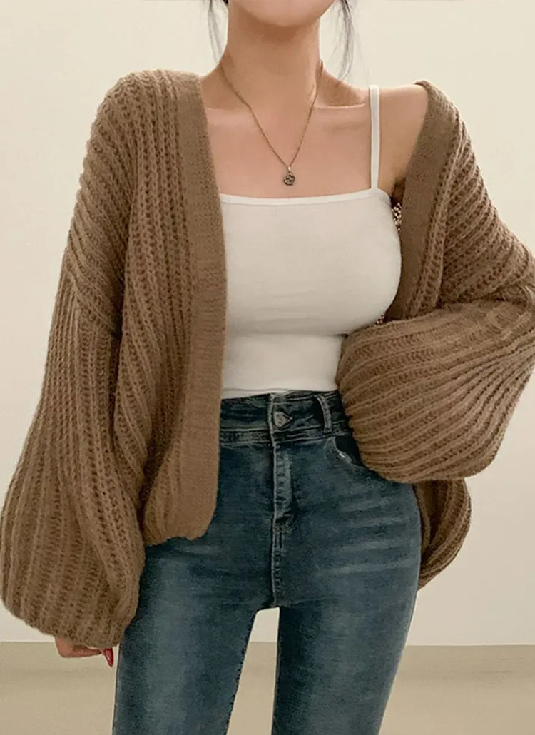 ルーズフィットオープンニットカーディガン | レディースファッション  