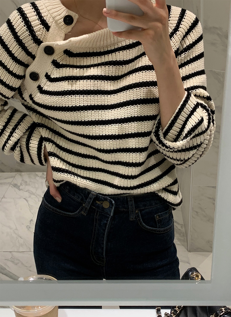 ショルダーボタンボーダーニット レディースファッション通販 Dholic 公式