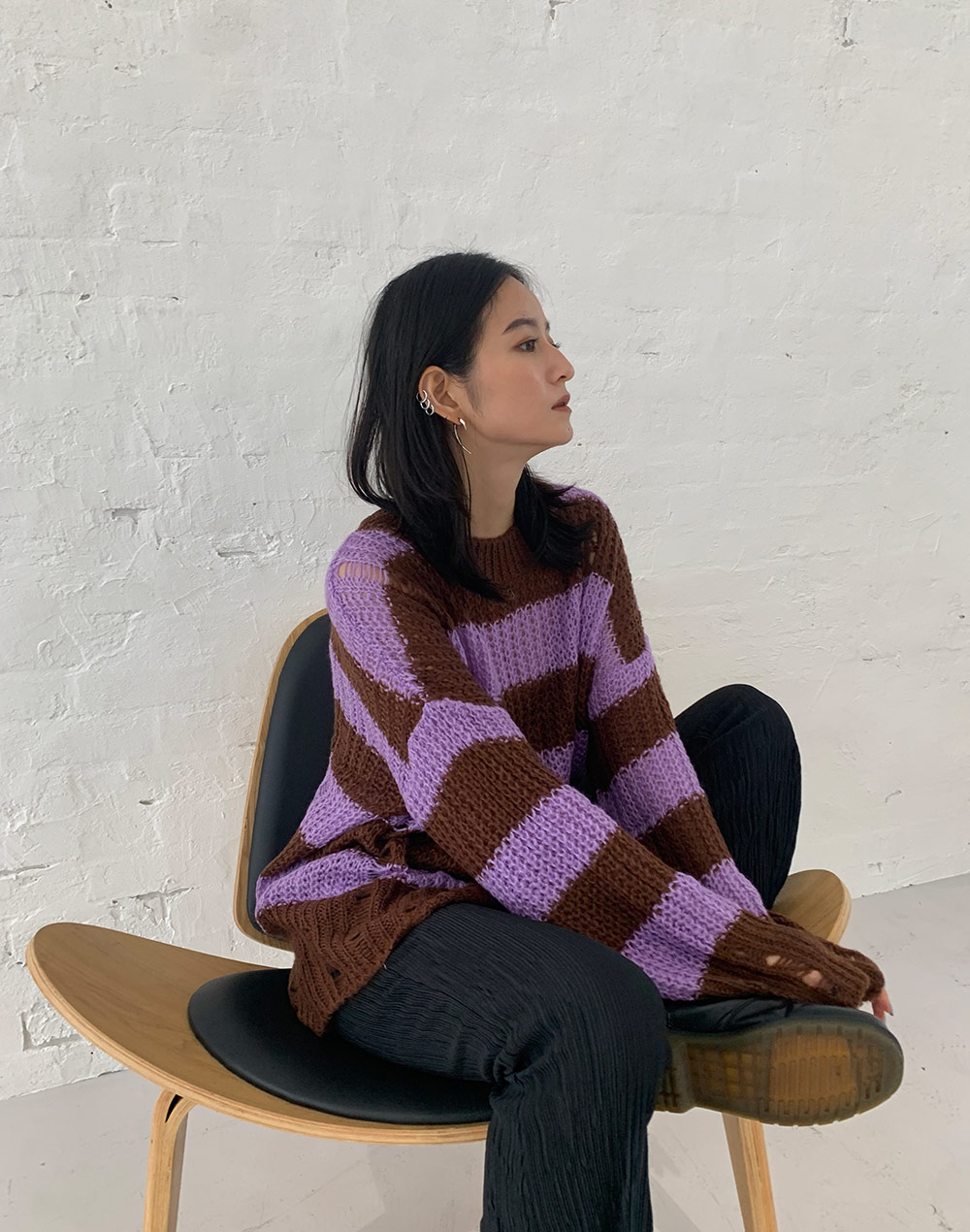 レビュー高評価商品 鍵編みボーダーニット DHOLIC - レディースファッション通販 | トップス