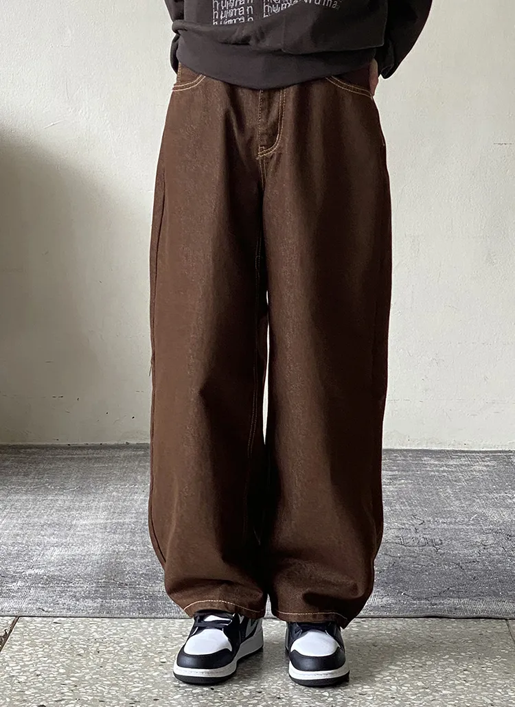 ステッチブラウンワイドパンツ | レディースファッション通販