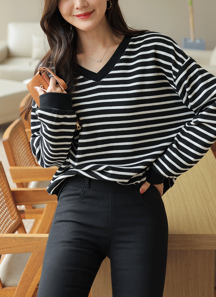 パッチポイントvネックボーダースウェット レディースファッション通販 Dholic 公式