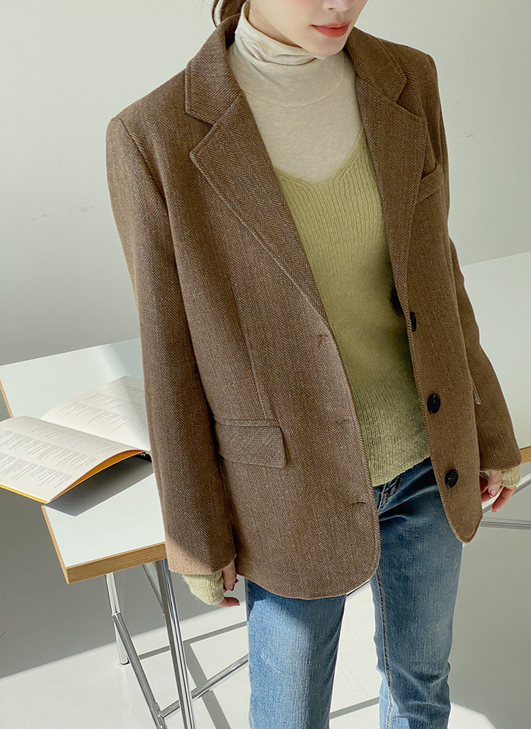 SPORTMAX「FRANCIA」ウール混ヘリンボーンジャケット ウール混へリンボーンジャケット | レディースファッション通販