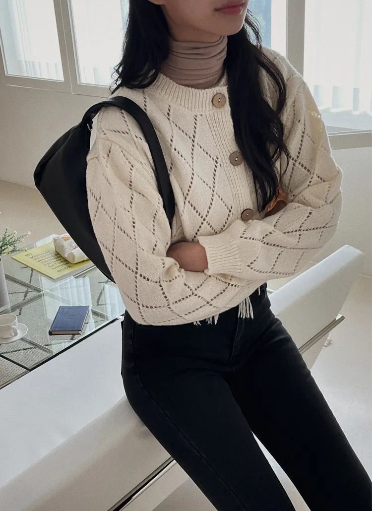 パンチングクロスフリンジカーディガン | レディースファッション通販  