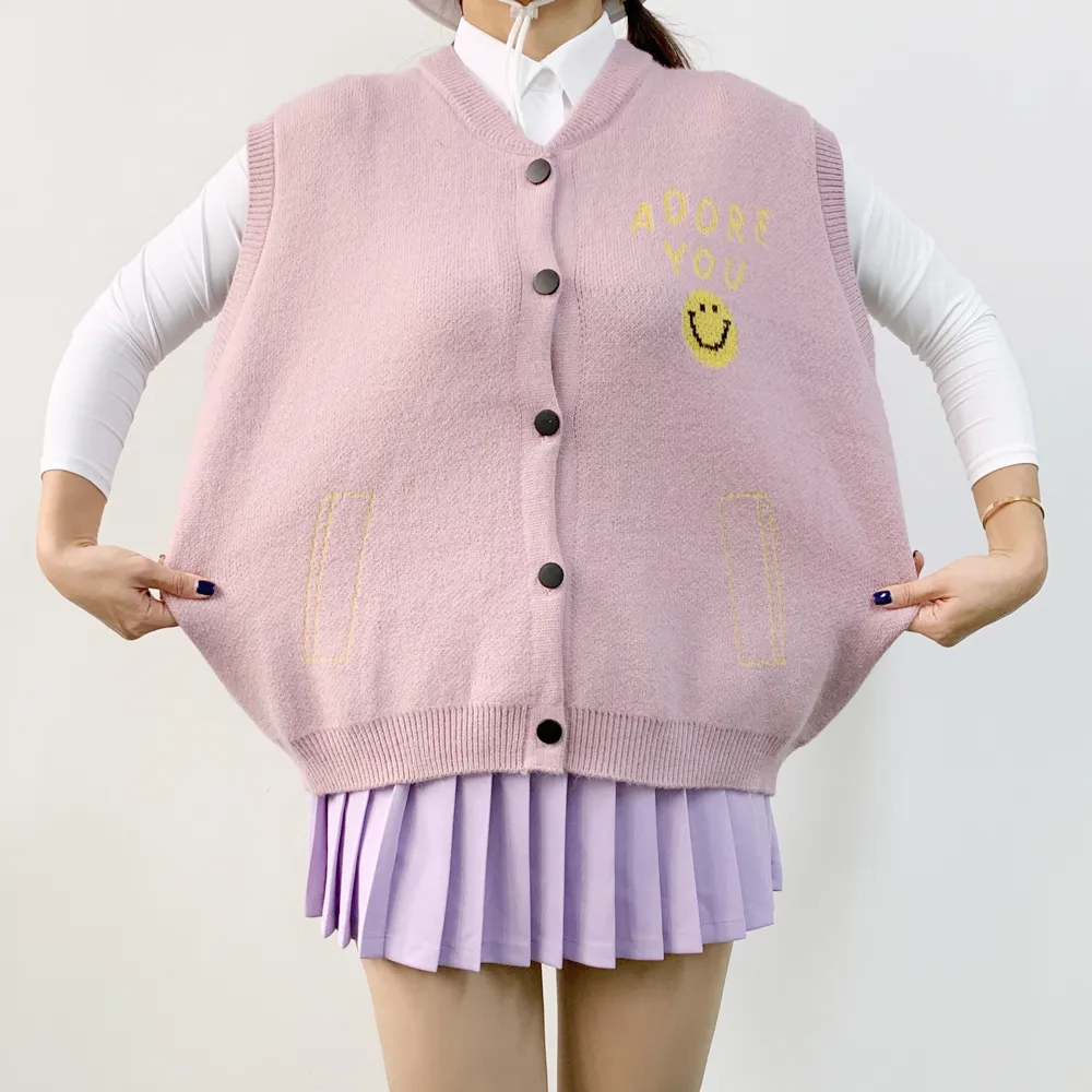 バックカラフルレタリングニットベスト | voer | 詳細画像4