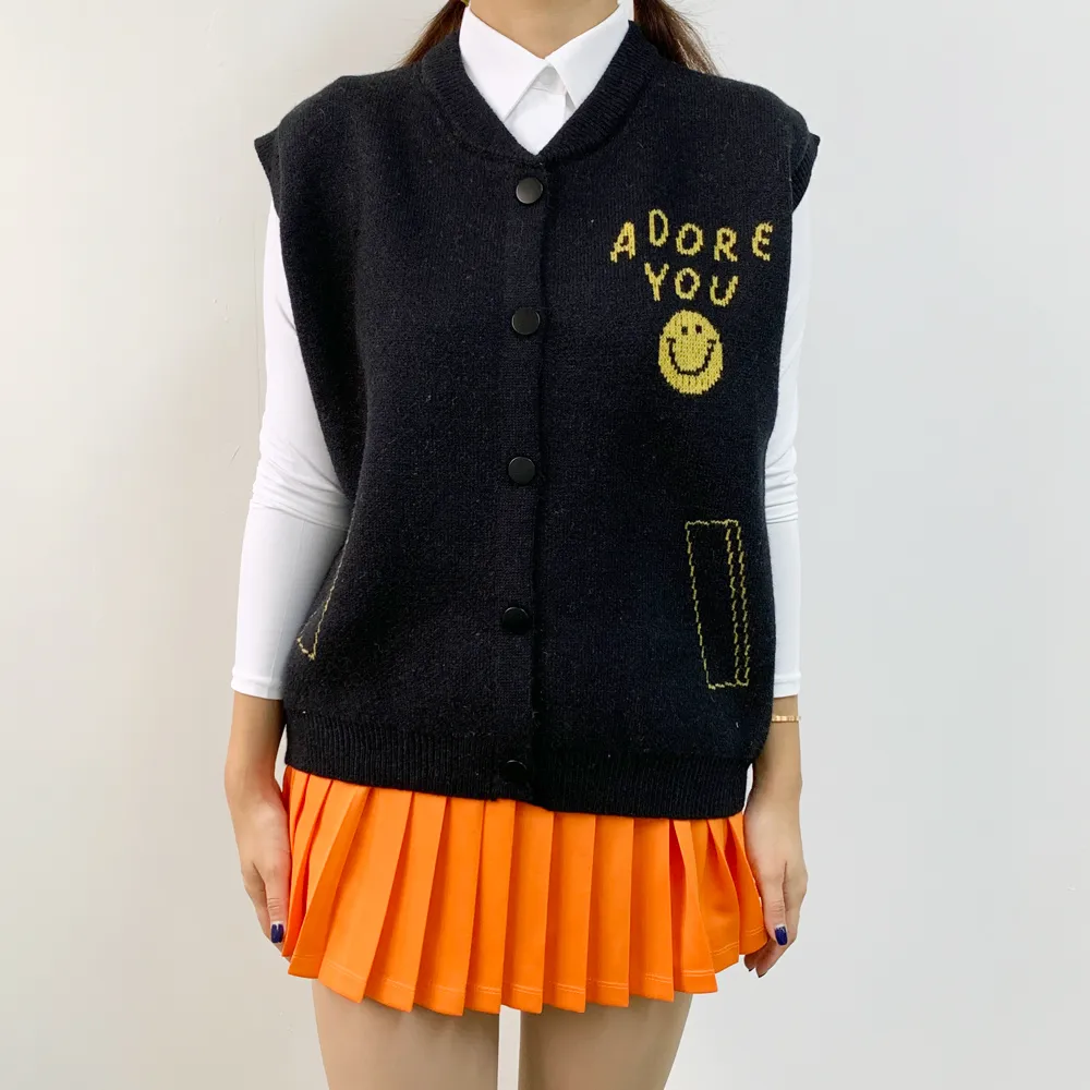 バックカラフルレタリングニットベスト | voer | 詳細画像20