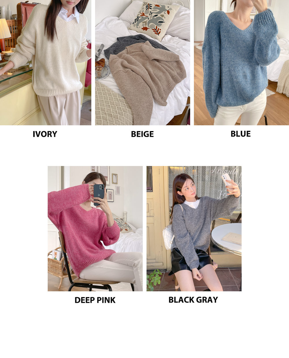 アルパカ混Vネックルーズニット | DHOLIC | 詳細画像2