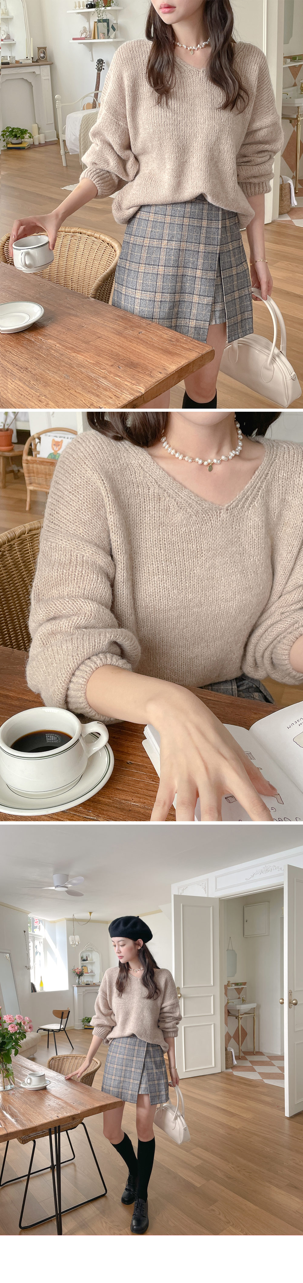 アルパカ混Vネックルーズニット | DHOLIC | 詳細画像5