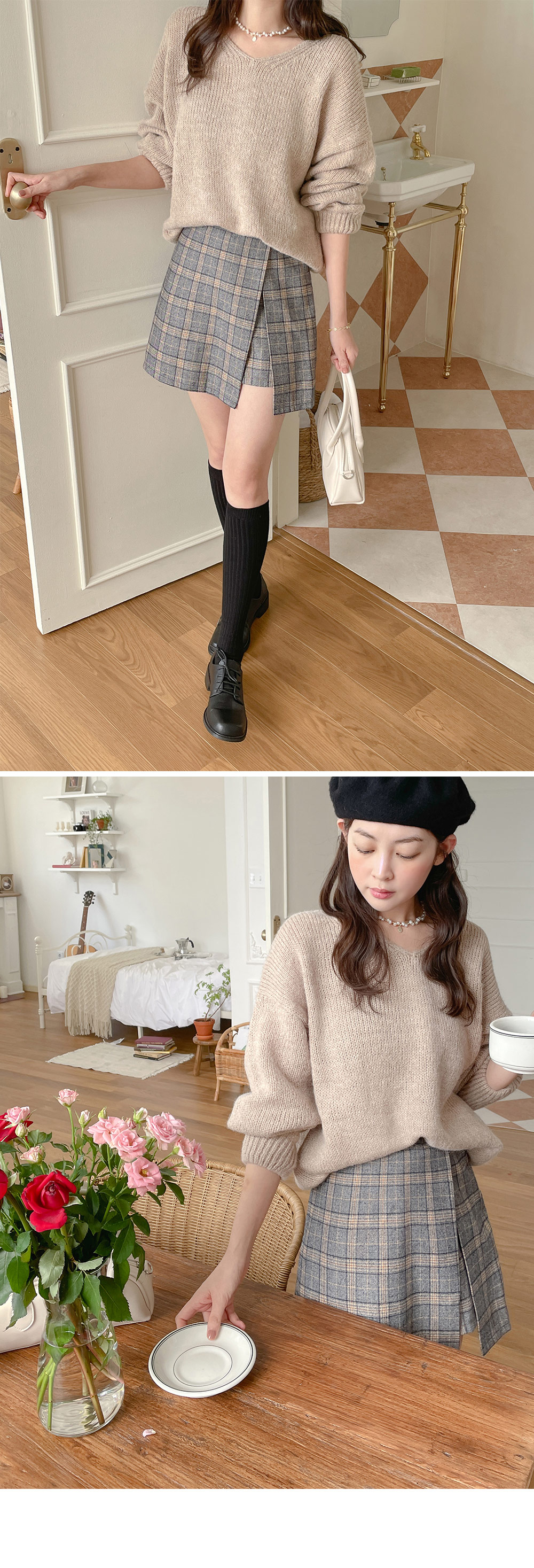 アルパカ混Vネックルーズニット | DHOLIC | 詳細画像7