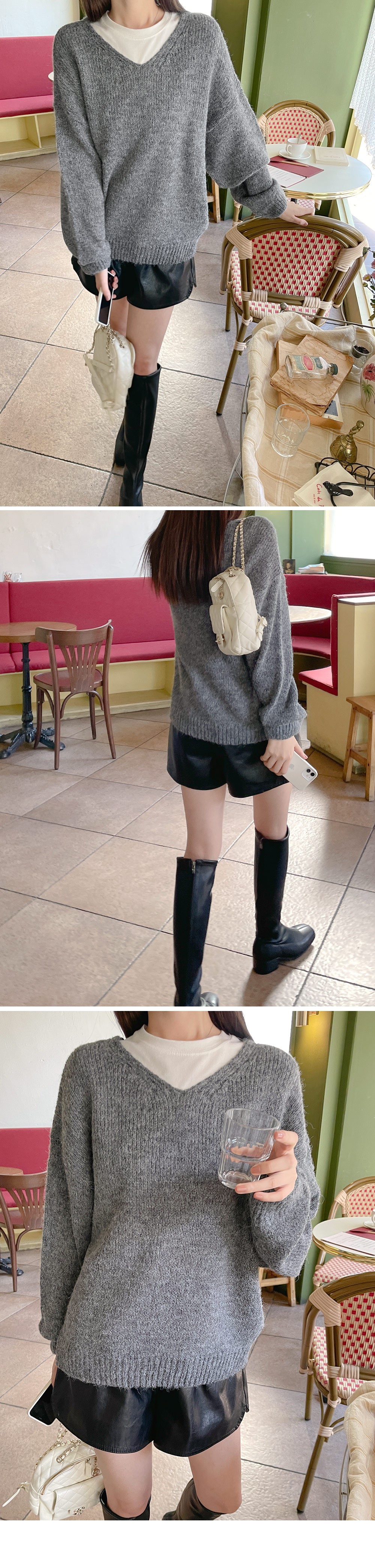 アルパカ混Vネックルーズニット | DHOLIC | 詳細画像10