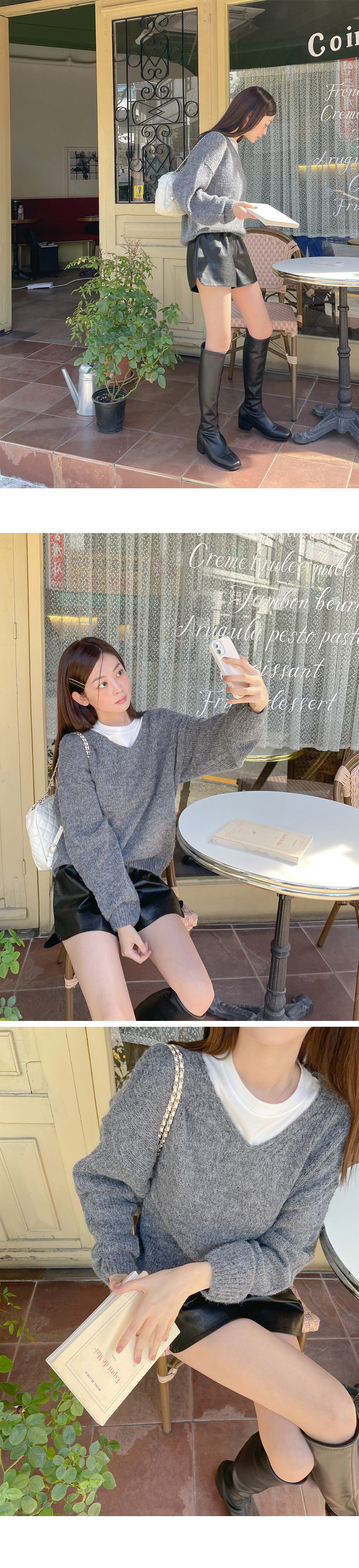 アルパカ混Vネックルーズニット | DHOLIC | 詳細画像11