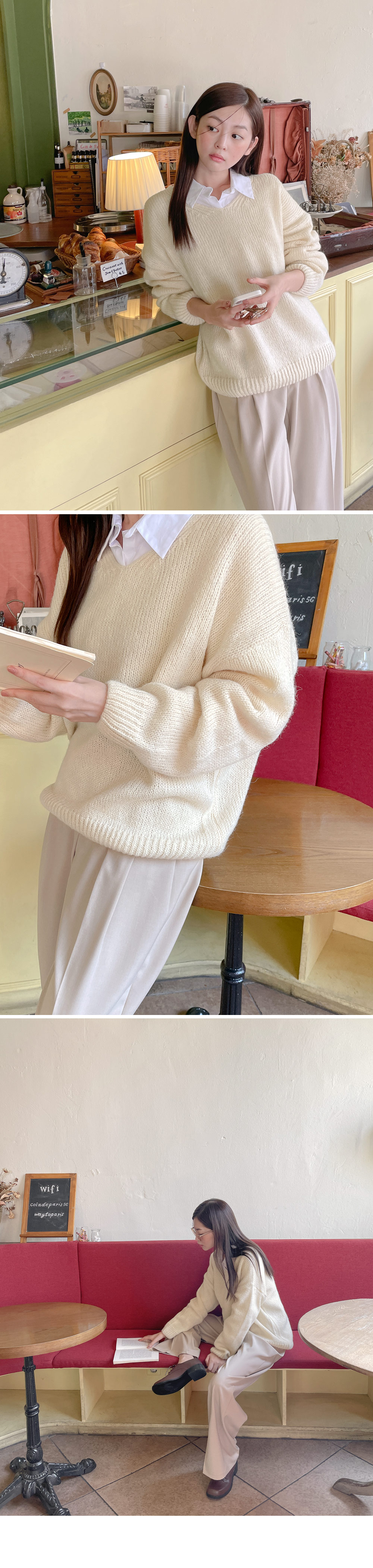 アルパカ混Vネックルーズニット | DHOLIC | 詳細画像14