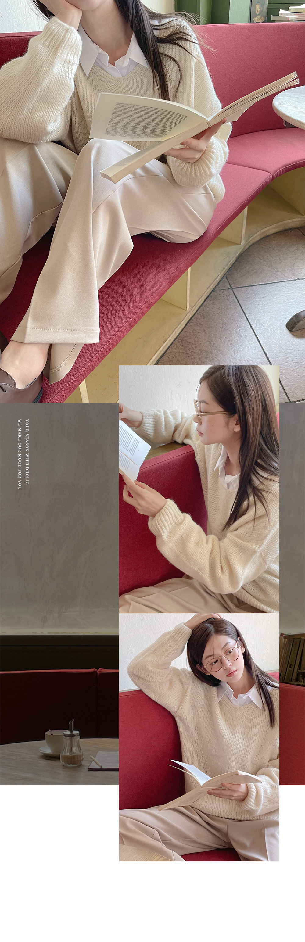 アルパカ混Vネックルーズニット | DHOLIC | 詳細画像15