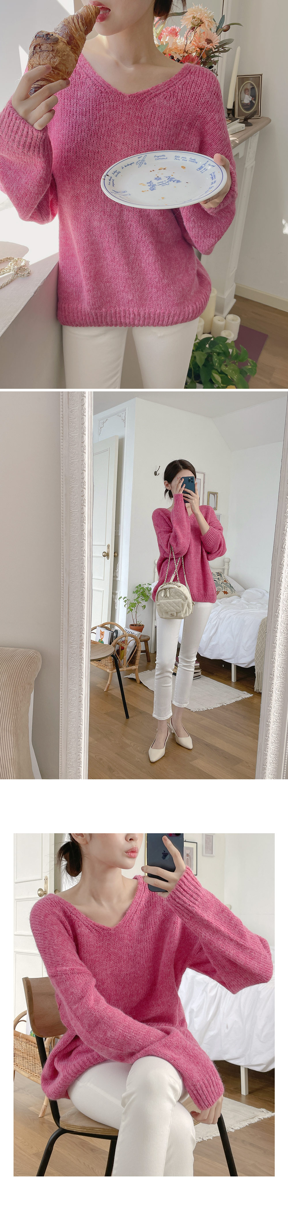 アルパカ混Vネックルーズニット | DHOLIC | 詳細画像17