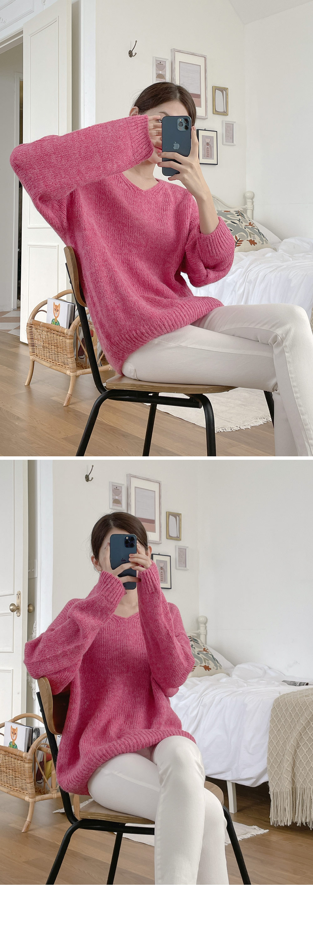 アルパカ混Vネックルーズニット | DHOLIC | 詳細画像18