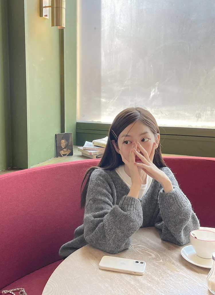 アルパカ混Vネックルーズニット | DHOLIC | 詳細画像1