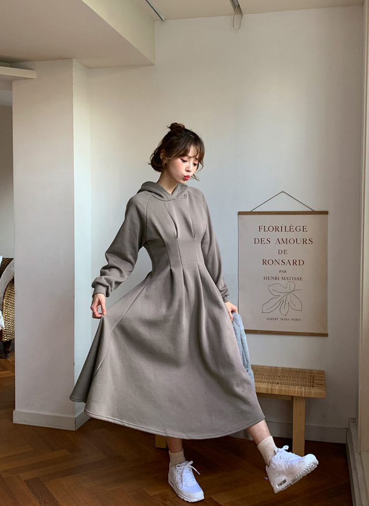 裏起毛フードフレアワンピース | レディースファッション通販 - DHOLIC