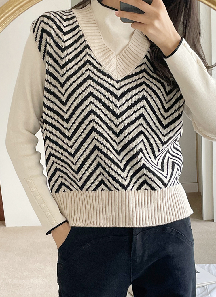 ジグザグパターンvネックニットベスト レディースファッション通販 Dholic 公式