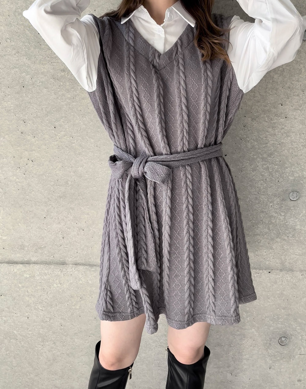 シャツドッキングニットワンピース | レディースファッション通販 - DHOLIC