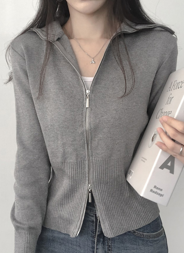 クロップドダブルジップカーディガン | レディースファッション通販