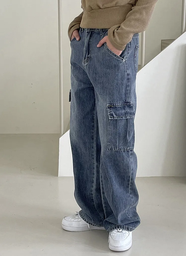 カーゴポケットワイドデニムパンツ | WONDERWONDER | 詳細画像1
