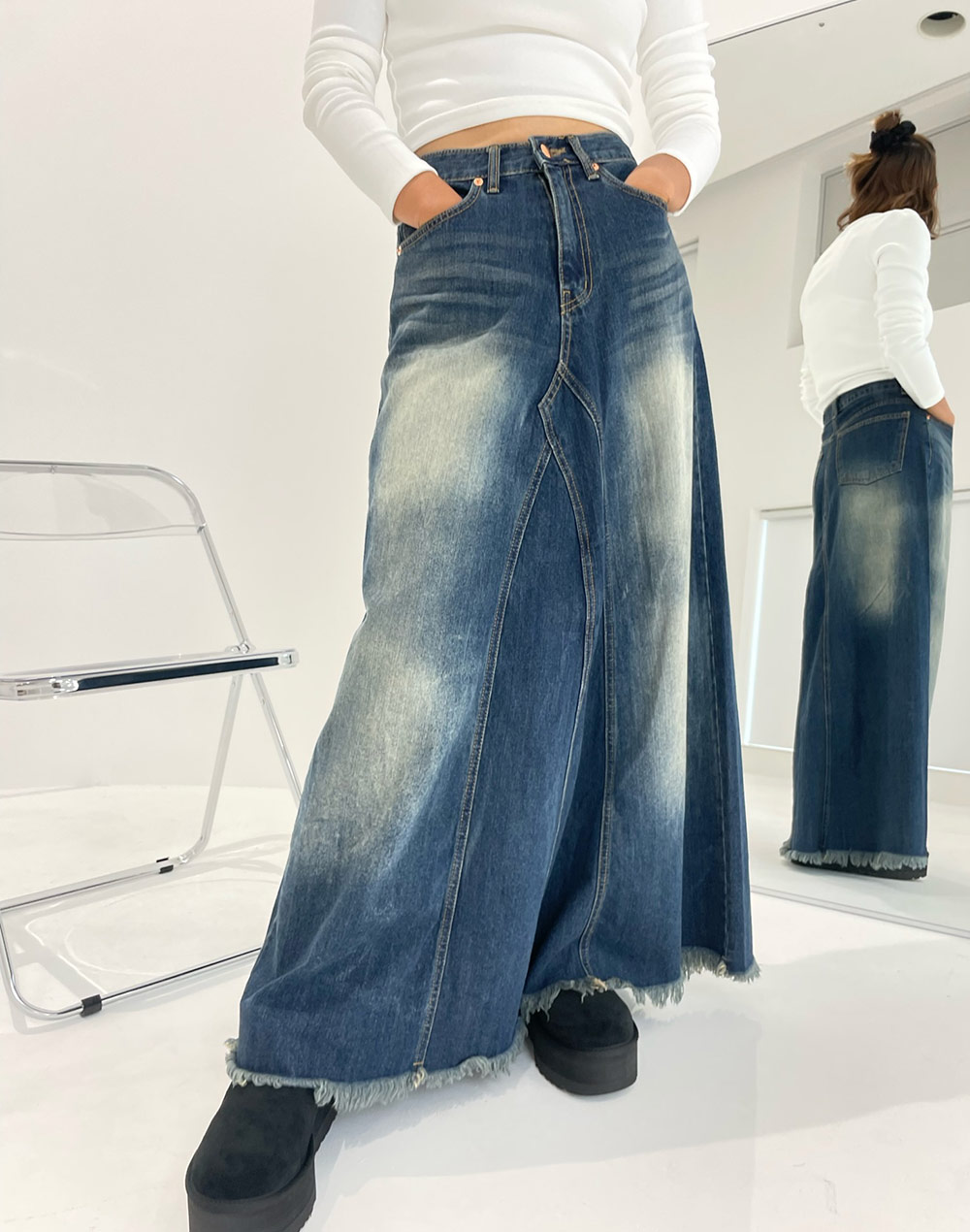 希少Chiristian Dior デニムプリント シルク100% スカート12 希少Chiristian Dior デニムプリント シルク100% スカート12