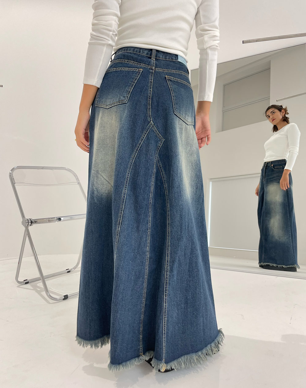 デニムロングスカート ライトブルー フリンジ デニムスカート フリンジデニムロングスカート : ZOZOTOWN Yahoo