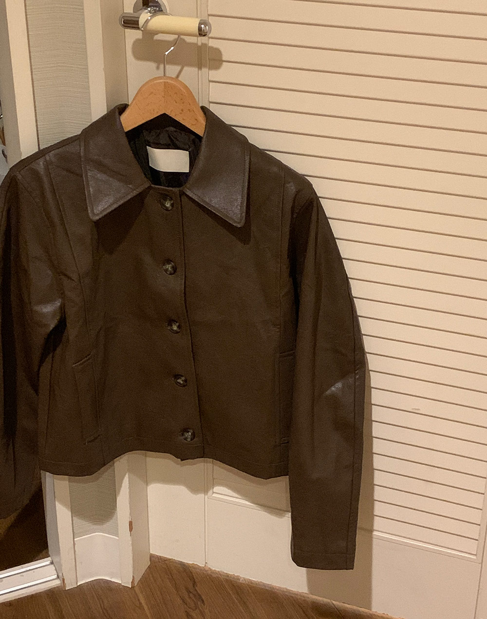 レザー調シングルボタンミディジャケット | レディース
